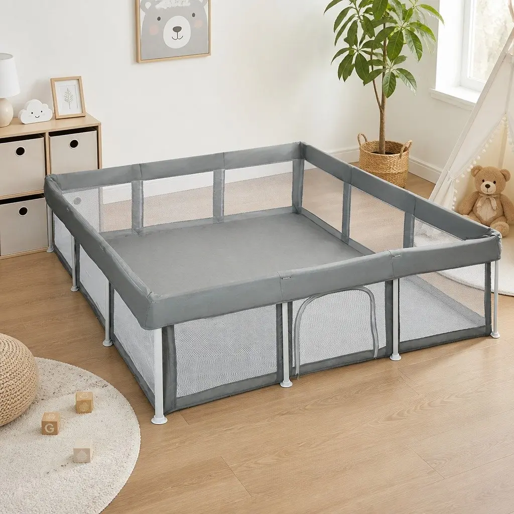 Kids Playpen 180x180cm Foldable Portable Indoor Outdoor Mesh Safety