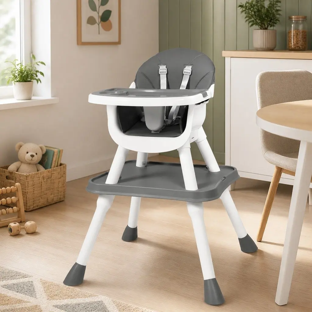 Baby High Chair 8-In-1 Convertible Feeding Dining Seat with Dual-Sided Tabletop for Infants and Toddlers