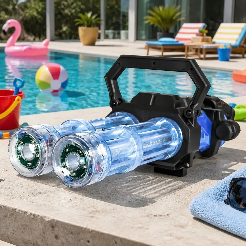 Electric Water Gun 2250ml Dual Barrel LED Light Long Range Summer Toy