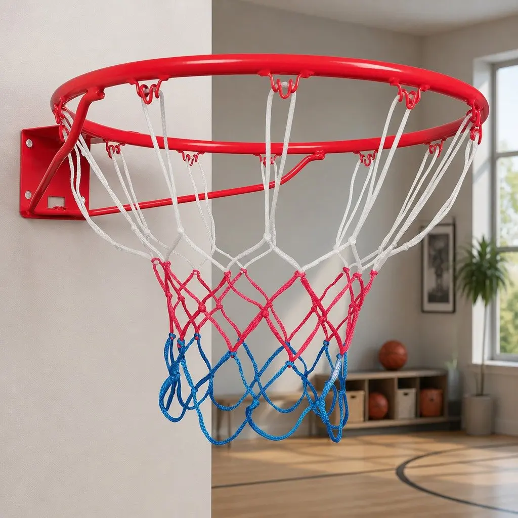 Basketball Hoop 45cm Steel Rim Weatherproof Nylon Net for Outdoor Use