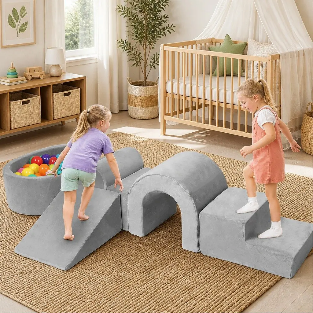 Kids Foam Blocks Play Set Soft Indoor Toys Lightweight Detachable Covers 6 Piece