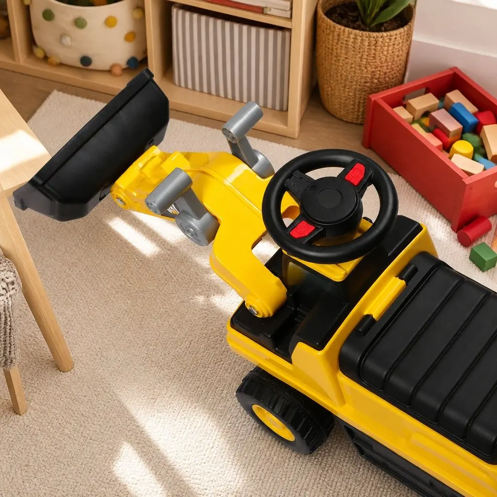 Kids Ride-On Excavator Toy Interactive Scoop Digger for Indoor Outdoor Play