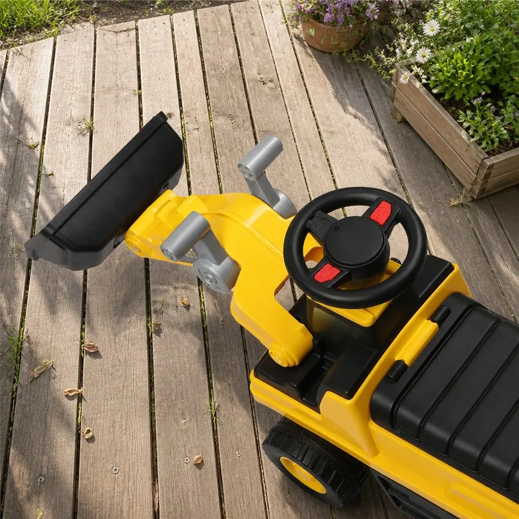 Kids Ride-On Excavator Toy Interactive Scoop Digger for Indoor Outdoor Play