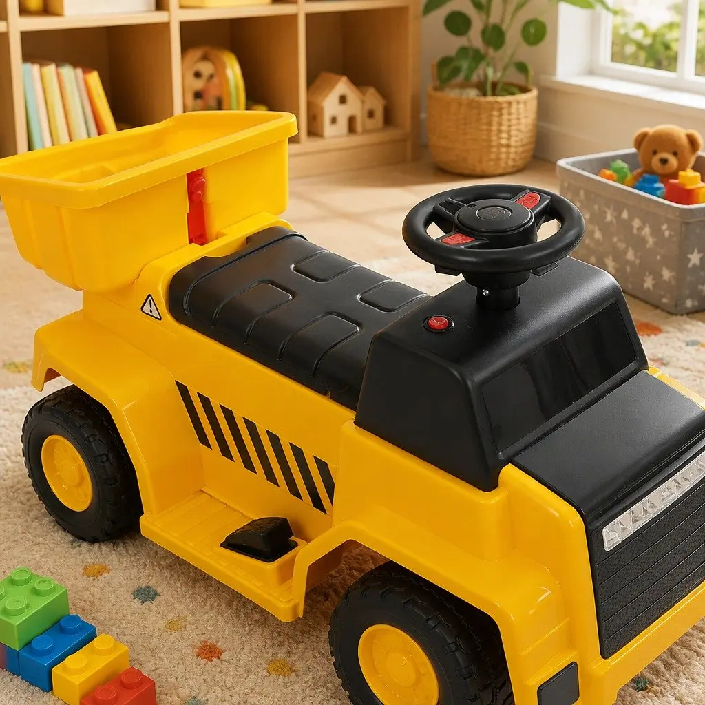 Kids Ride On Dump Truck Excavator Toy Vehicle Indoor Outdoor Sand Play Adjustable Tipping Bucket
