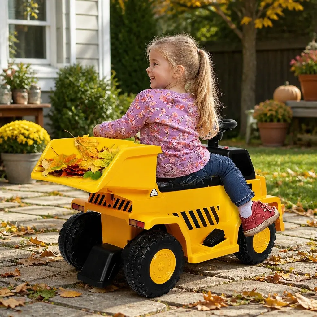 Kids Ride On Dump Truck Excavator Toy Vehicle Indoor Outdoor Sand Play Adjustable Tipping Bucket