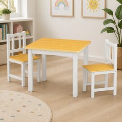 Kids Table and Chairs Set Wooden 3PCS Study Activity Play Craft Art Station