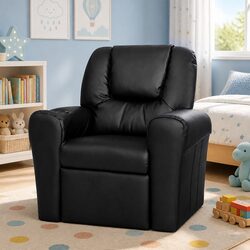 Stylish Kids Recliner Sofa in Black with Armrests and Cup Holder