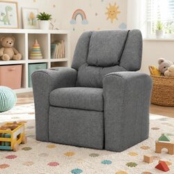 Stylish Kids Recliner Chair in Grey Linen for Any Space