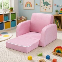 Kids Sofa 1 Seater Flip Open Couch Lounger Chair Pink Armchair Pretend Play