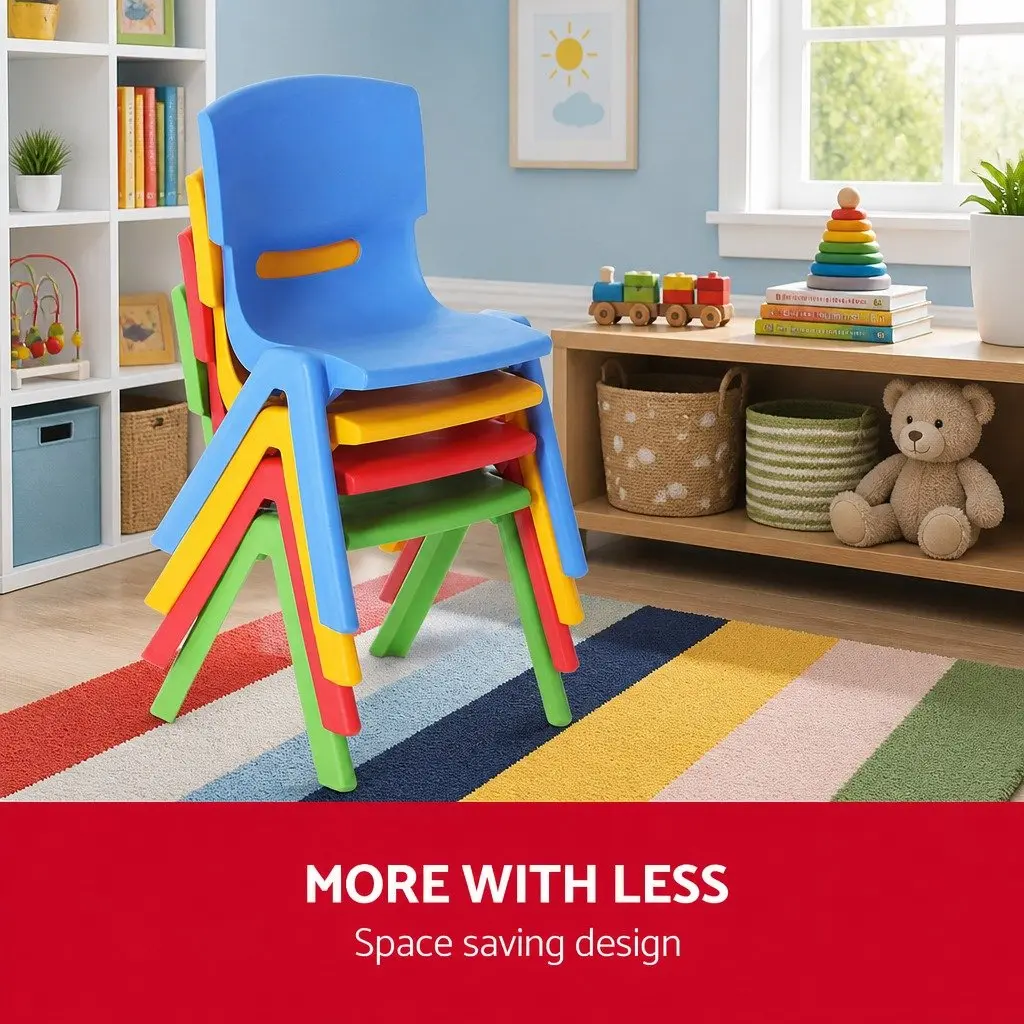 Kids Plastic Chairs Set of 4 Stackable Multicoloured Indoor and Outdoor Activity Study Seat