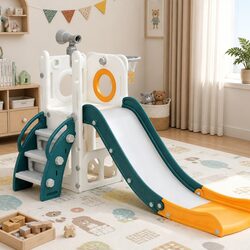 Elevate Your Backyard with Our Kids Slide and Basketball Set