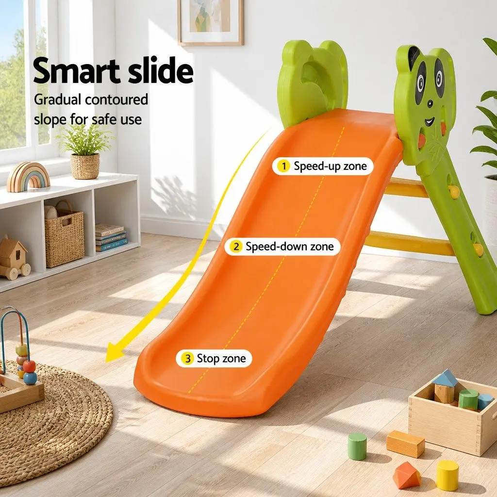Kids Slide Basketball Hoop 100cm 2-in-1 Indoor Outdoor Play Set Orange Green