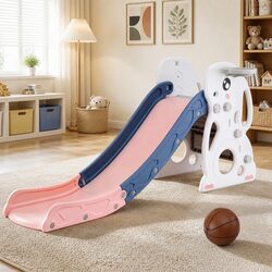Kids Slide Set Basketball Hoop Ring Activity Playground Toy 147cm Extra Long