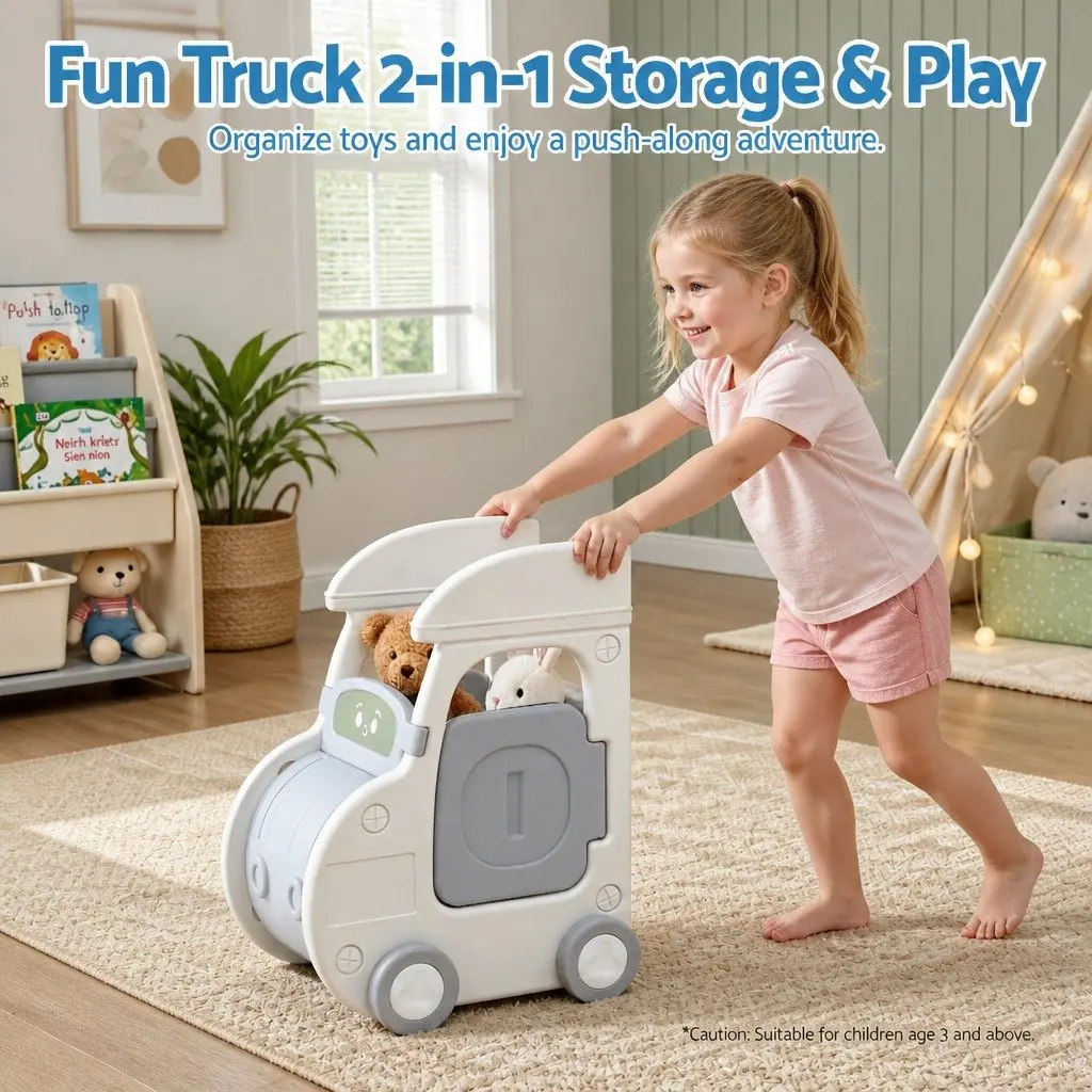 Car Shaped Kids Toy Storage Organizer with Removable Bins and Drawers for Imaginative Play