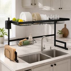Space-Saving 2-Tier Dish Drying Rack for Kitchen