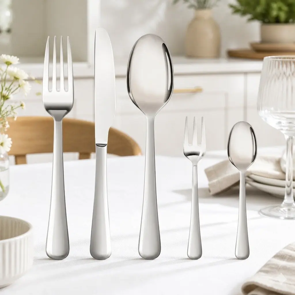 30 Piece Cutlery Set Stainless Steel Forks Knives Spoons Ergonomic Handles