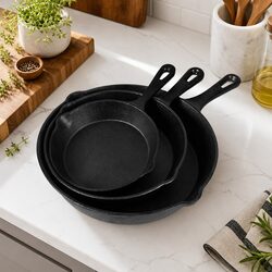 Enhance Your Kitchen with This 3-Piece Cast Iron Frying Pan Set