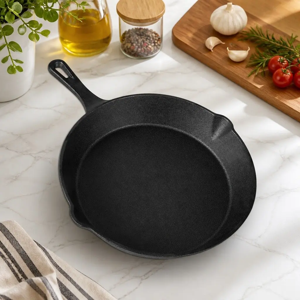 Cast Iron Frying Pan Set 3 Piece Non-Stick Cookware All Stovetops Kitchen