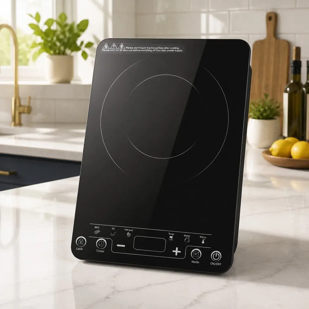 Portable Induction Cooktop Single Burner 2000W Variable Power Settings Six Preset Cooking Modes