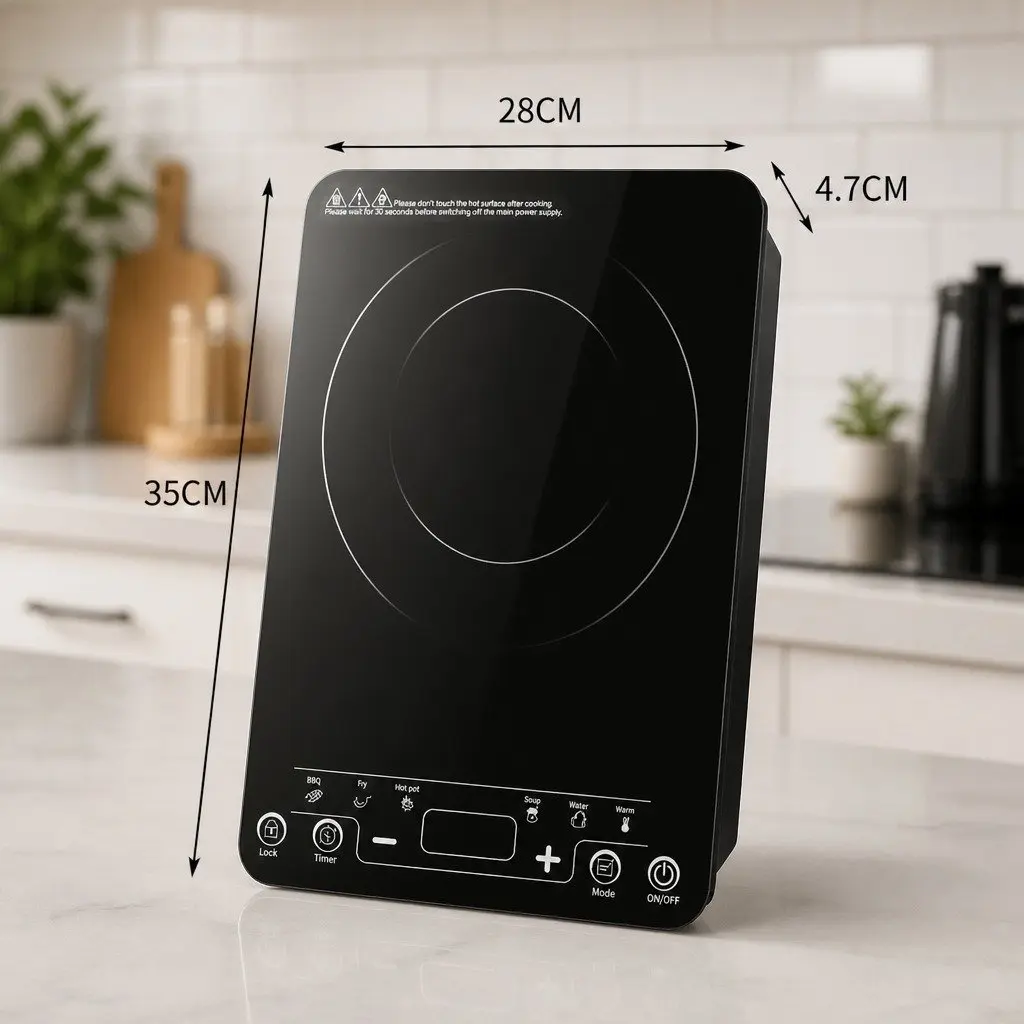 Portable Induction Cooktop Single Burner 2000W Variable Power Settings Six Preset Cooking Modes