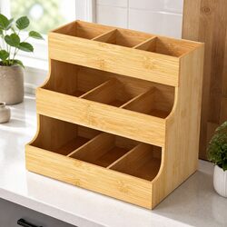 Vertical Bamboo Tea Bag Organizer Enhances Your Space