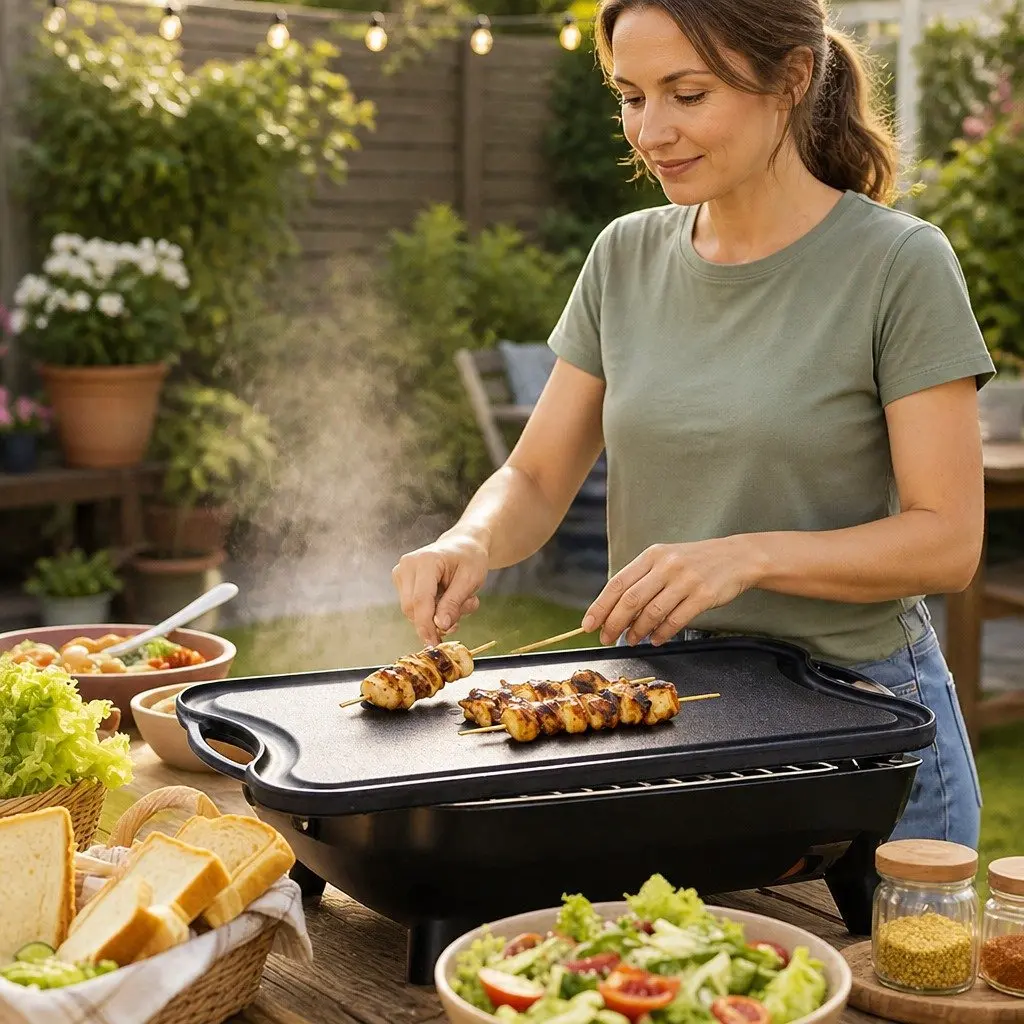 Cast Iron Griddle Pan 50.5cm Reversible Dual-Sided Non-Stick Frying Skillet