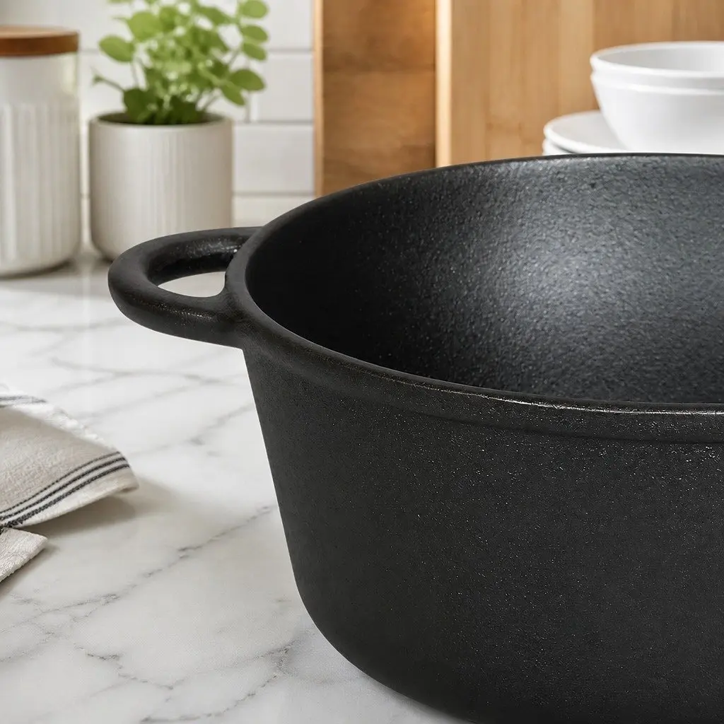 Cast Iron Dutch Oven 6.6L Heavy Duty Casserole Pot for Home and Camp Cooking
