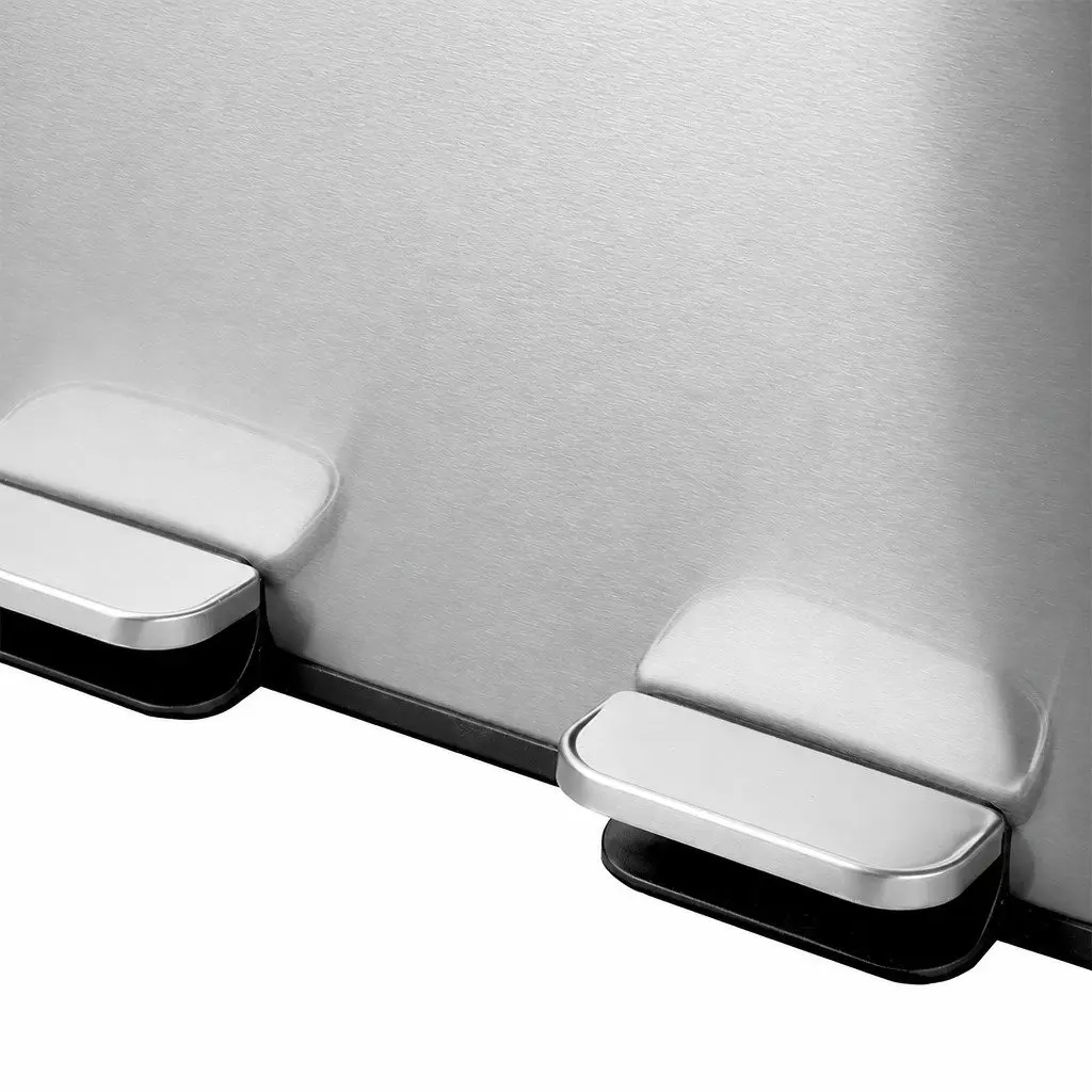Dual Compartment Pedal Bin 60L Stainless Steel Kitchen Trash Can with Removable Bins and Soft Close Lid