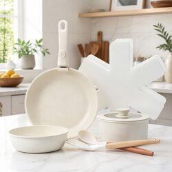 9-Piece Non Stick Cookware Set Frying Pan Pot Kitchen Cooking Stackable