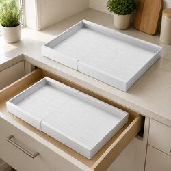 Pull Out Cabinet Organizer Drawer Shelf Kitchen Storage Basket 2Pcs Adjustable
