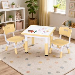 Kids Table and Chairs Set Height Adjustable Activity Desk for Ages 3-8 Graffiti