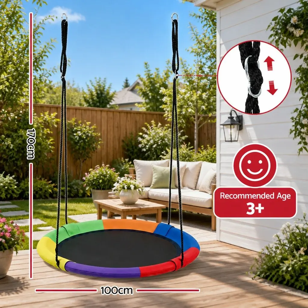 Hammock Tree Swing 100cm Oval Platform Outdoor Garden Relaxation Seat with Steel Frame and Foam Padding