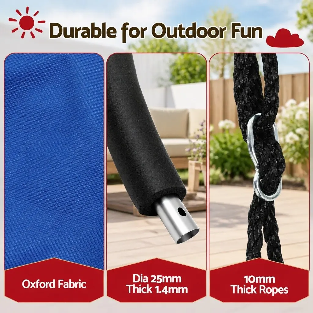 Hammock Tree Swing 100cm Oval Platform Outdoor Garden Relaxation Seat with Steel Frame and Foam Padding