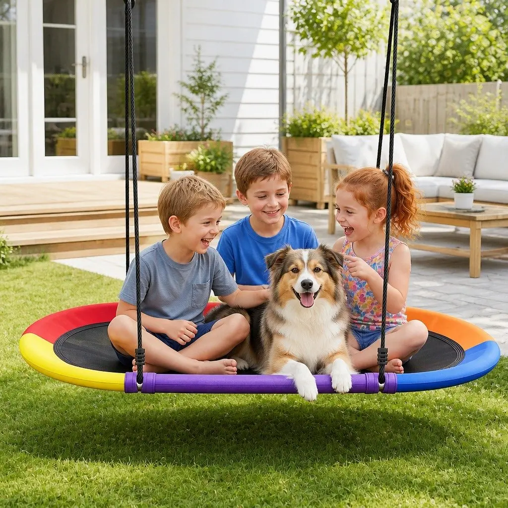 Outdoor Tree Swing 150cm Oval Platform Durable Oxford Fabric Steel Frame