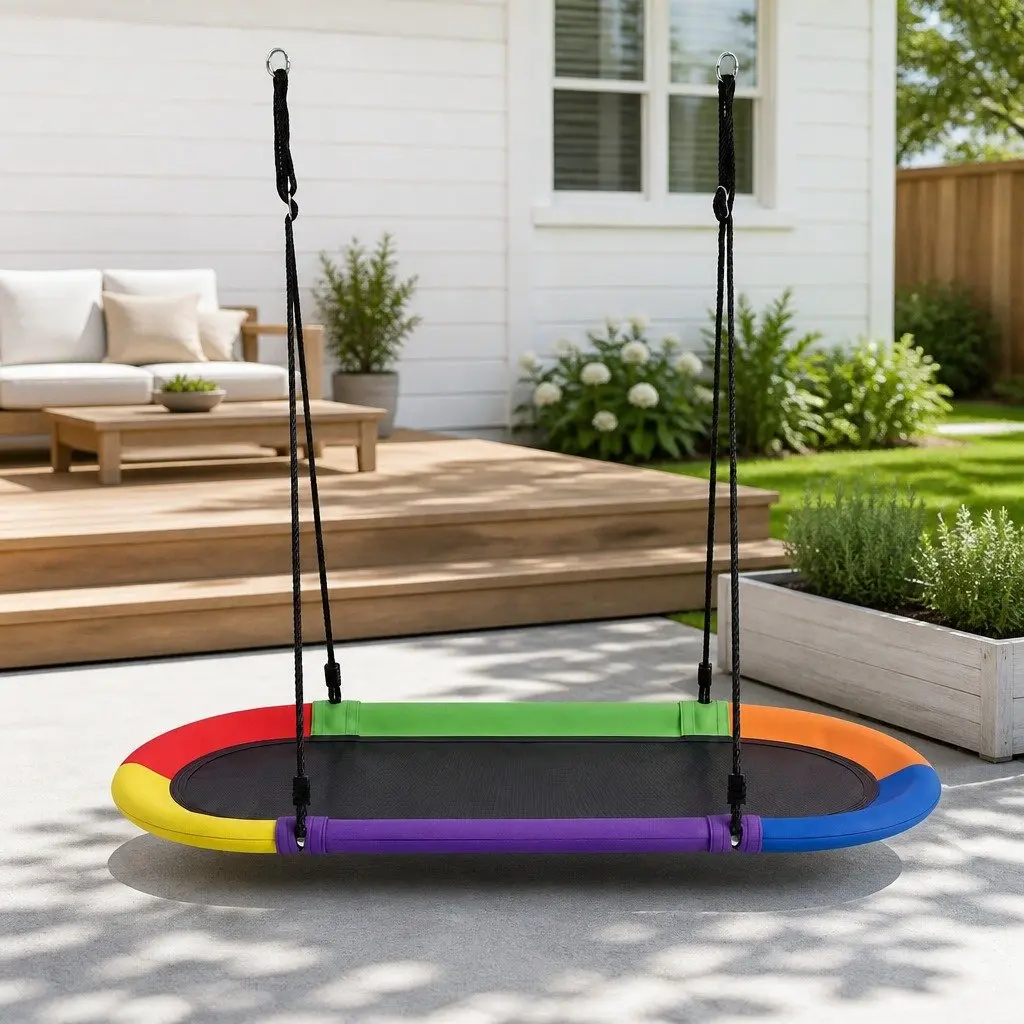 Outdoor Tree Swing 150cm Oval Platform Durable Oxford Fabric Steel Frame