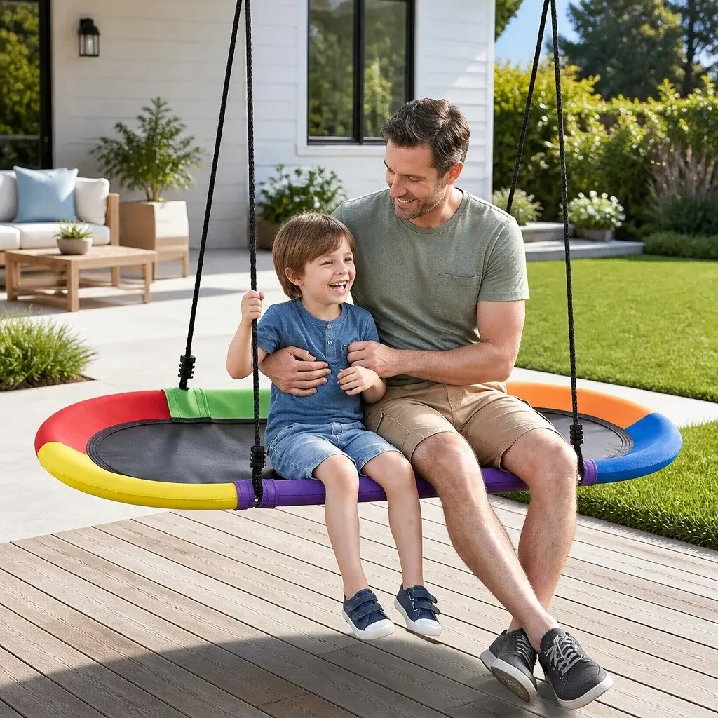 Outdoor Tree Swing 150cm Oval Platform Durable Oxford Fabric Steel Frame