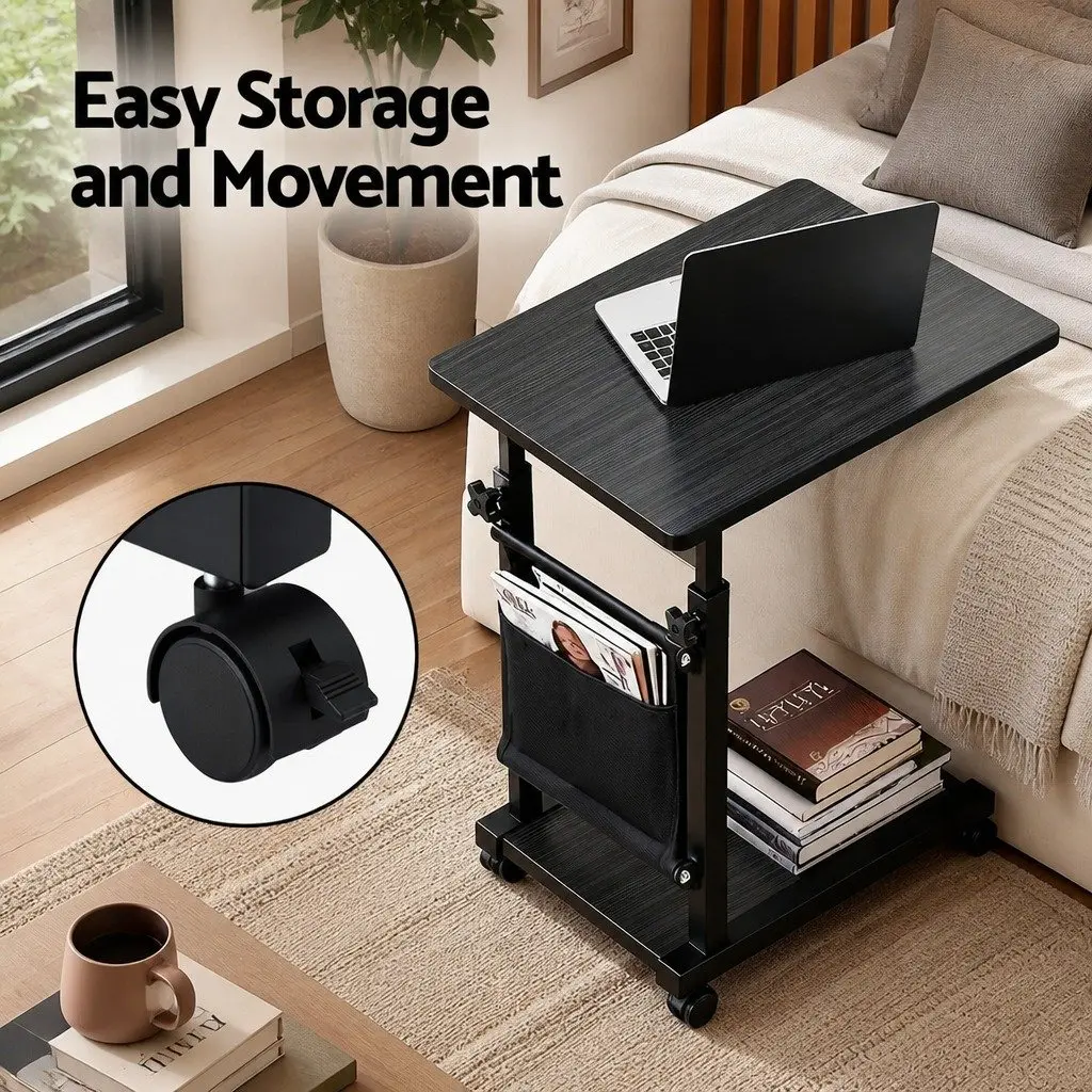 Mobile Laptop Desk 48CM Height Adjustable Portable Workstation with Castor Wheels