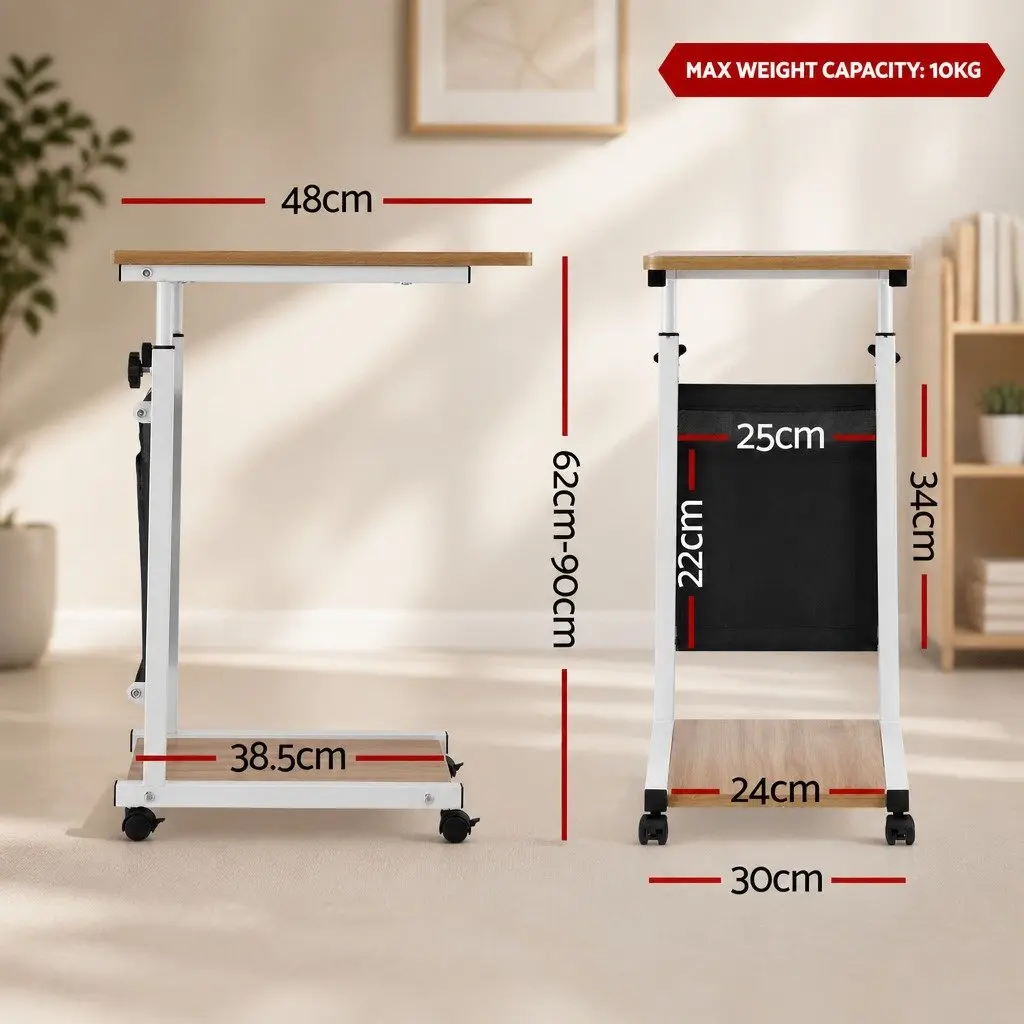 Mobile Laptop Desk Height Adjustable Portable Workstation with Wheels