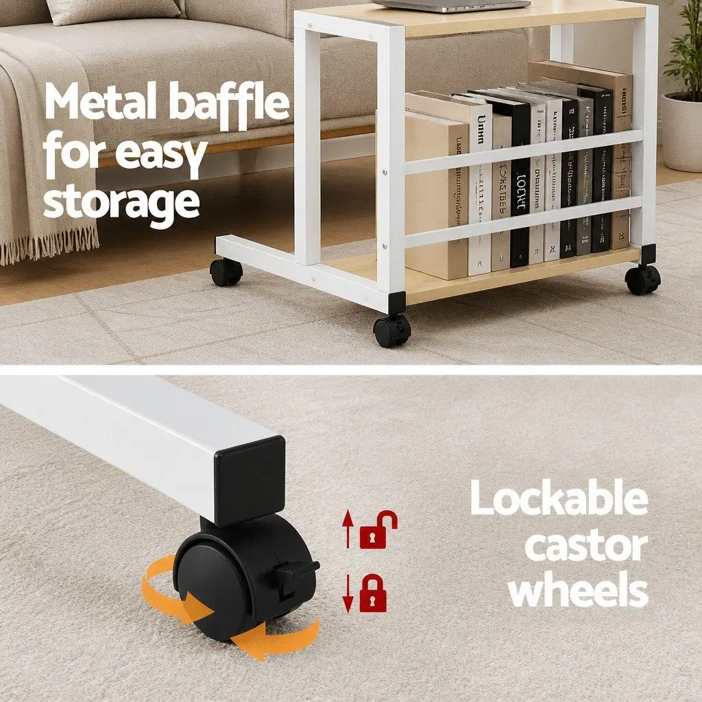 Mobile Laptop Desk 60CM Height Adjustable Portable Workstation with Lockable Caster Wheels