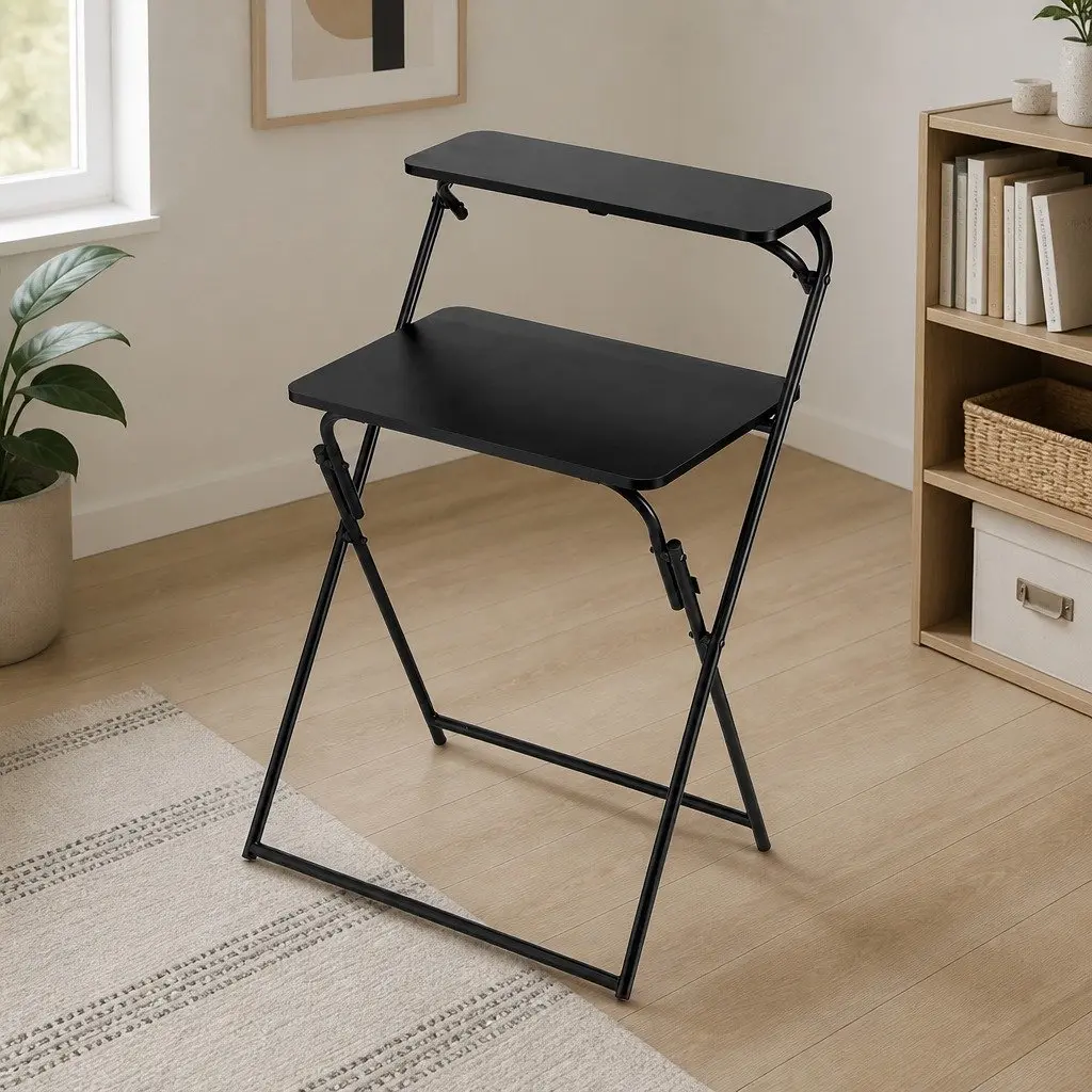 Foldable Laptop Desk Adjustable Study Writing Home Office Black Space Saving