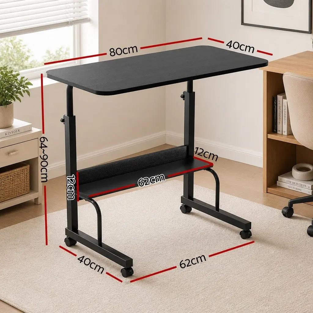 Portable Laptop Desk 80CM Height Adjustable Mobile Workstation with Detachable Lockable Caster Wheels
