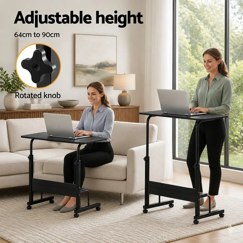 Portable Laptop Desk 80CM Height Adjustable Mobile Workstation with Detachable Lockable Caster Wheels