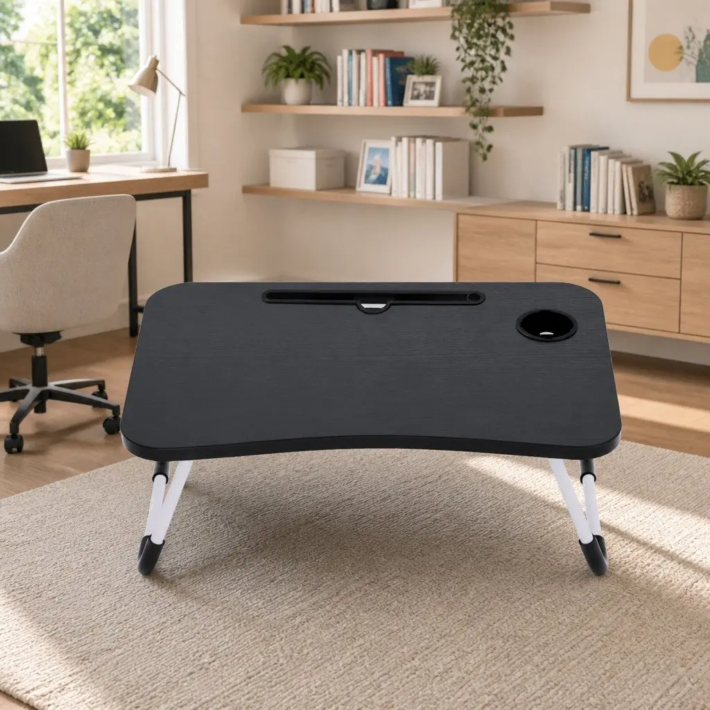 Laptop Desk Foldable Adjustable Portable with Cup Holder and Tablet Slot for Sofa Bed Work Study