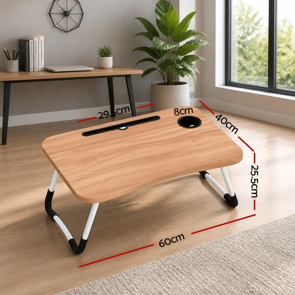Laptop Desk Table Foldable Stand Portable Adjustable for 17 Inch Laptops Pine