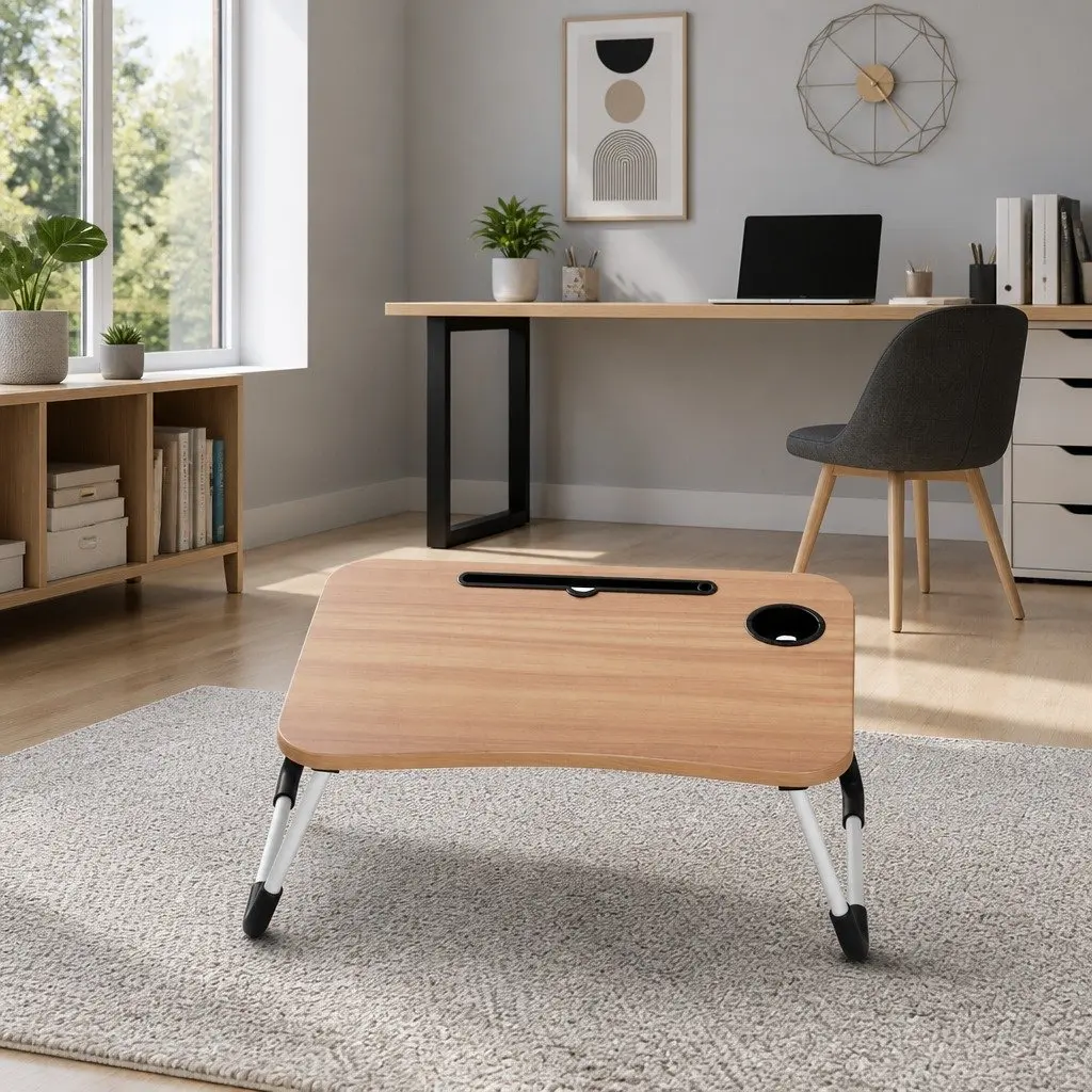 Laptop Desk Table Foldable Stand Portable Adjustable for 17 Inch Laptops Pine