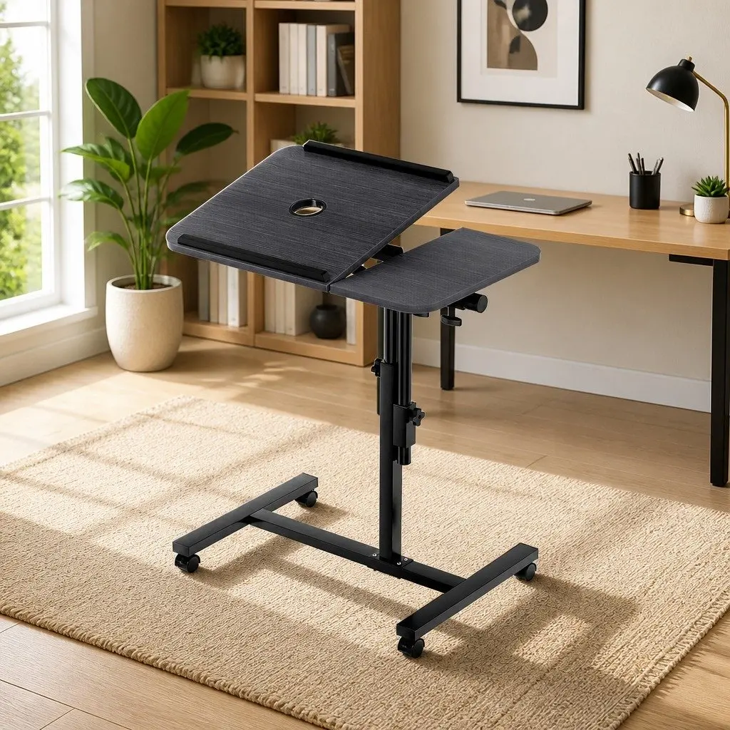 Laptop Desk Stand 60cm Adjustable Height Swivel Tilting with USB Fan