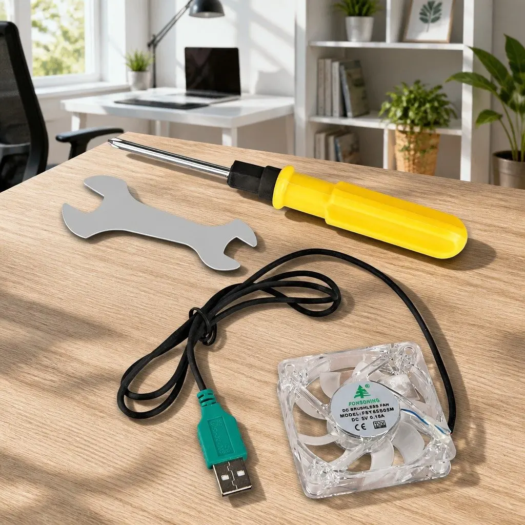 Mobile Laptop Desk 60CM Adjustable Height Swivel with Cooling Fan