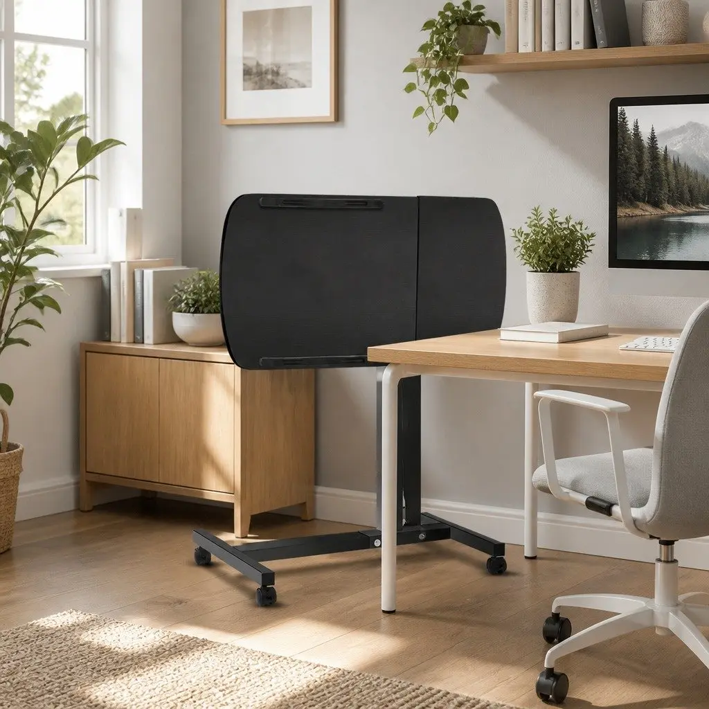 Laptop Desk Stand 60CM Adjustable Height Rotating Tilting Mobile with Caster
