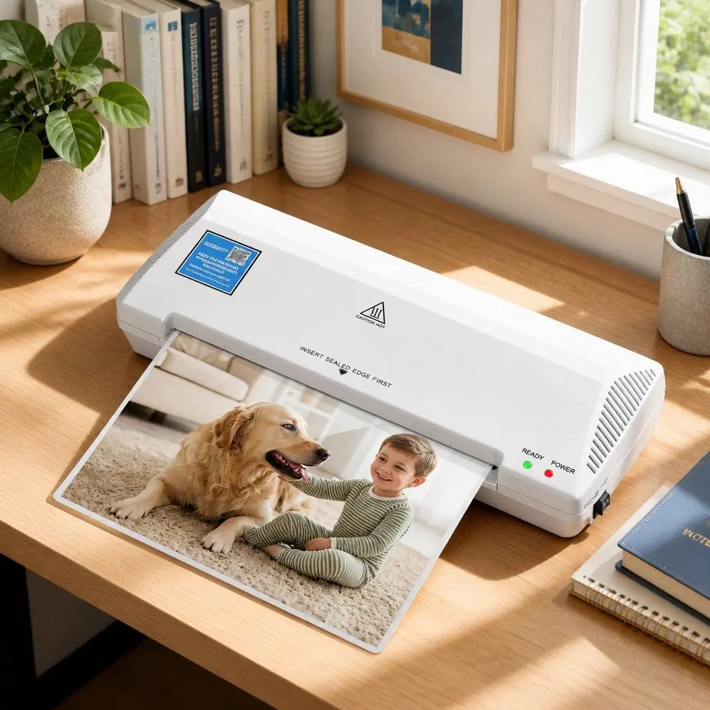 A4 Laminator Fast Lamination Anti-Jam Compact Hot Cold Dual Mode White