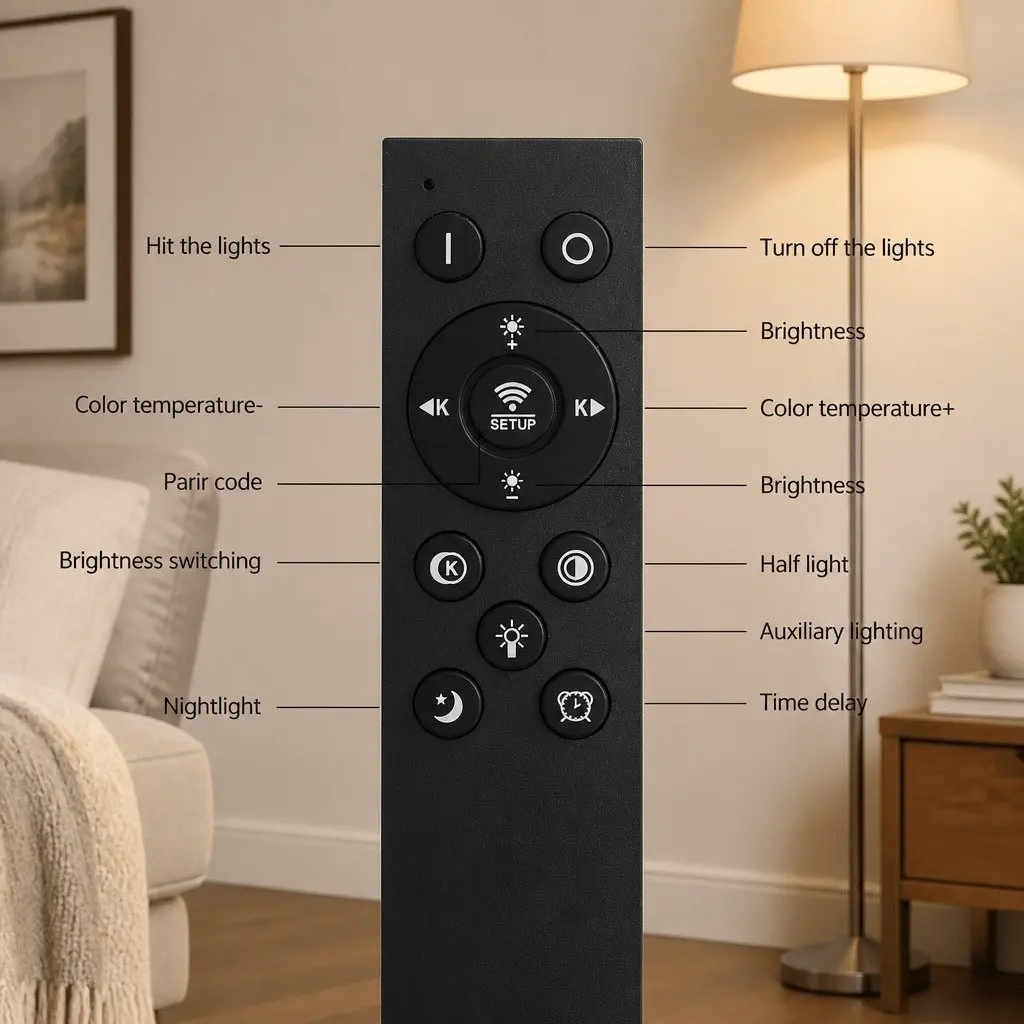 LED Floor Lamp 1.5m Remote Control Adjustable Brightness Colour Temperature 3000-6500K 360-degree Gooseneck Stable Base